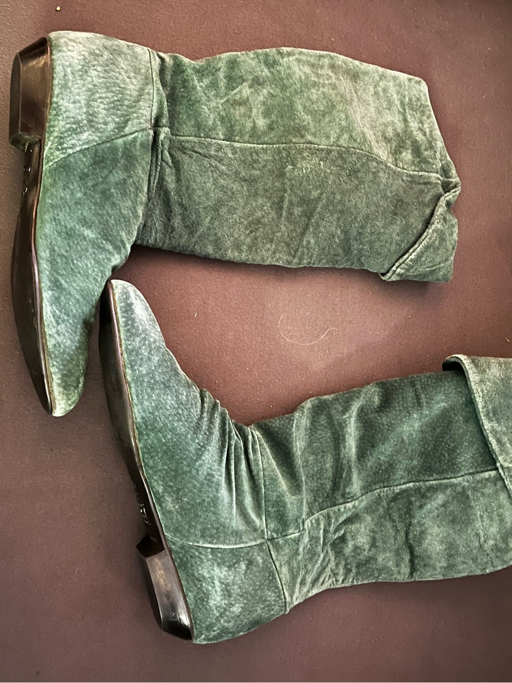Green Velvet Knee-High Boots